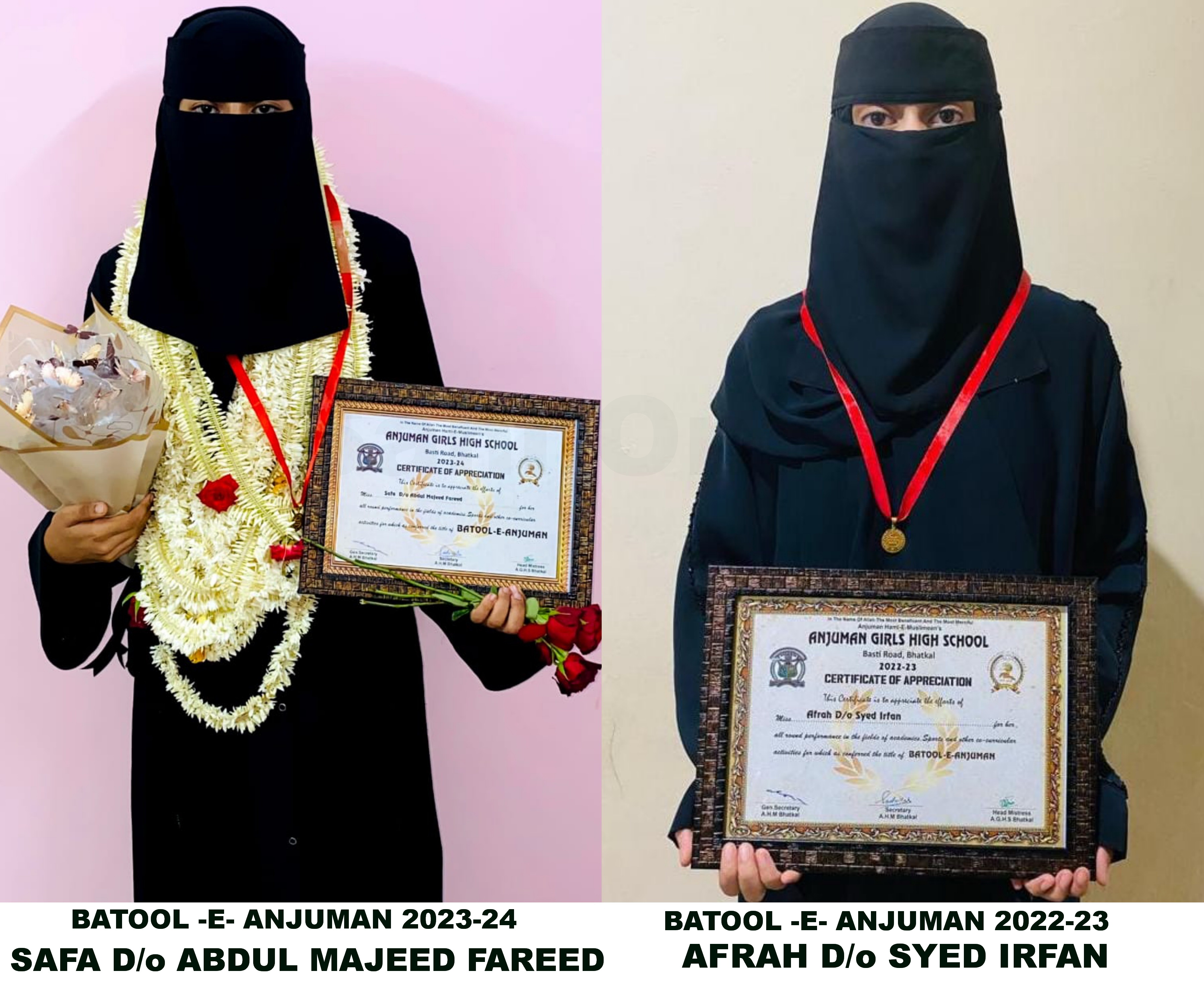 Bhatkal: Safa, Afrah Honored with 'Batool-e-Anjuman' Award at AGHS Annual Gathering"