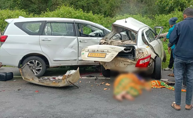 Three killed, five injured after two cars collide head-on near Shivamogga