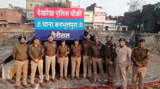 New police chowki established at demolition site in Haldwani.