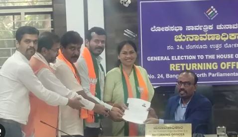 Union Minister Shobha Karandlaje &amp; several others file nominations for LS polls in Karnataka